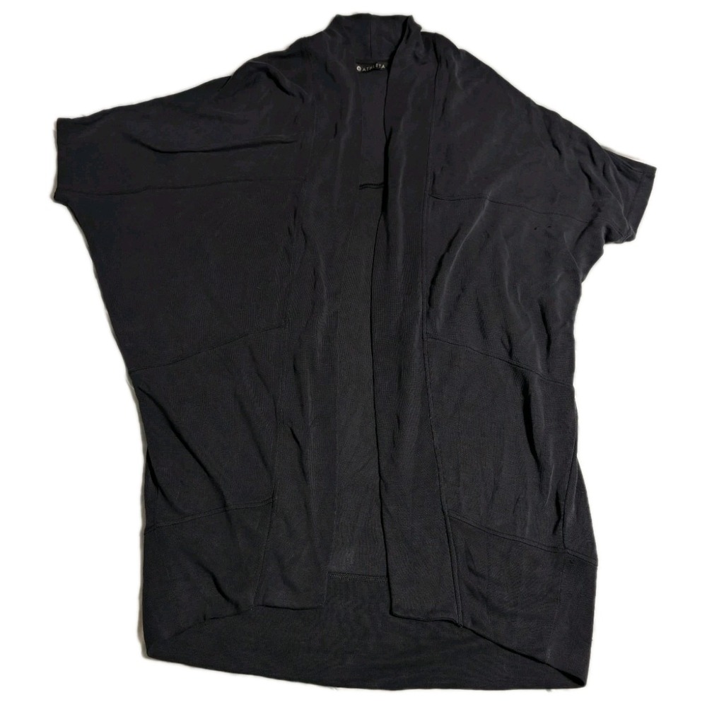 Athleta Open Front Cardigan Womens Small Black Nylon Stretch Activewear Layer